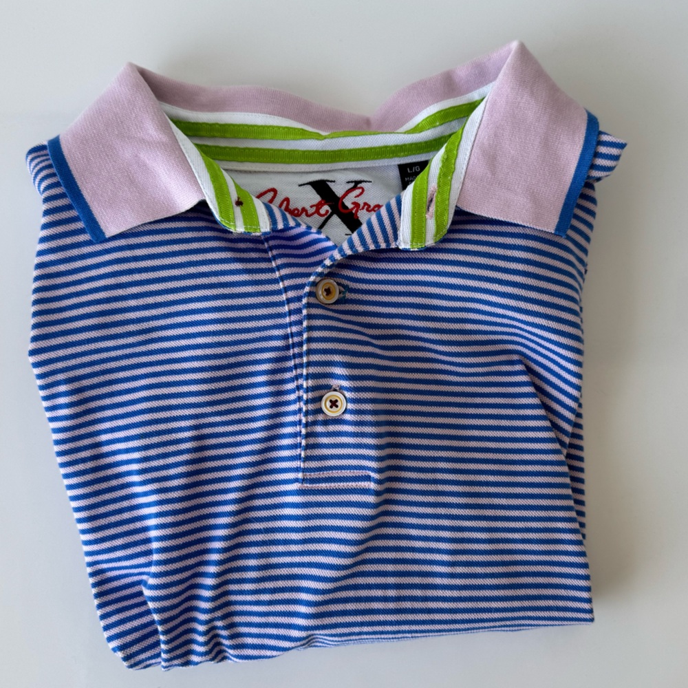 Blue Striped Polo Shirt